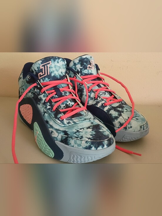 Jordan Other - Jordan Tie-Dye Blue Teal Sneakers with Pink Laces